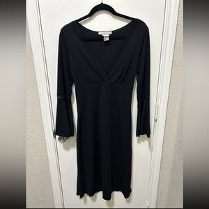 La Belle VTG y2k Black Dress Whimsigoth Witchy Grunge Alt Bell Sleeve Size Large